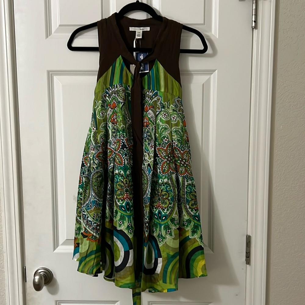 Green silk top